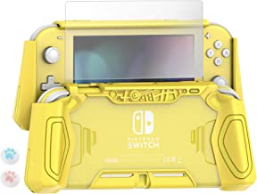 Photo 1 of Letobee Switch Lite Protective Case for Nintendo,UPGRADED Latest Ergonomic Design Comfortable Grip with 2 Thumb Grip Cap & HD Screen Protector SET Yellow