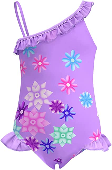 Photo 1 of Comisoc Mirabel Girls' One Piece Swimsuits Ruffle Bathing Suit 1-Shoulder Beach Swimwear Bikini Tankini for Summer 4-12 Years