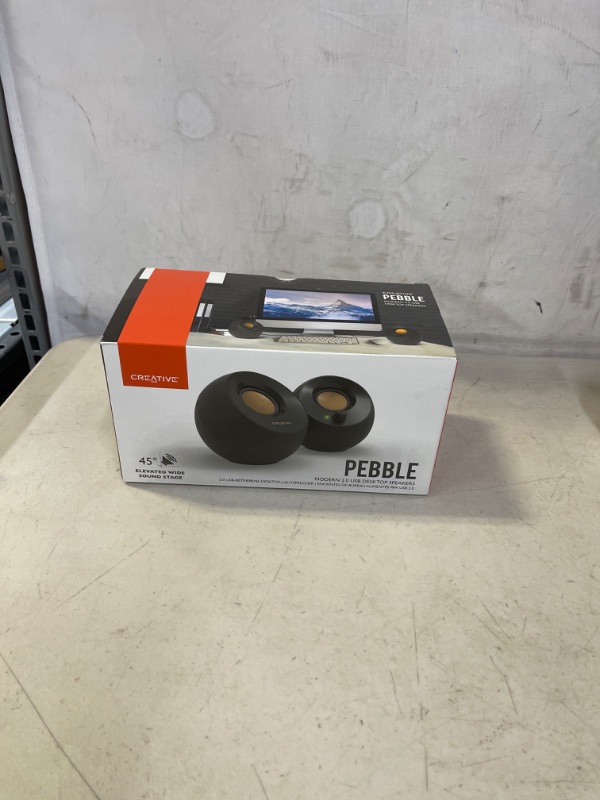 Photo 2 of Creative Pebble V2 - Minimalistic 2.0 USB-C Powered Desktop Speakers, 3.5 mm AUX-in, Up to 8W RMS Power for Computers and Laptops, Type-A Adapter Included and Extended Cable (Black)
PEBBLE
