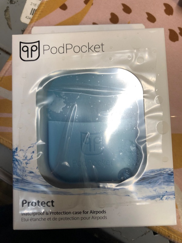 Photo 2 of PodPocket Protect AirPod Storage Case with Wireless Charging and Impact Protection Powder Blue
