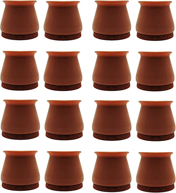 Photo 1 of 16Pcs Chair Leg Protectors for Hardwood Floors Large Silicone Chair Leg Covers 1/2 Inch Have Indivisible Felt Pads (Brown)
