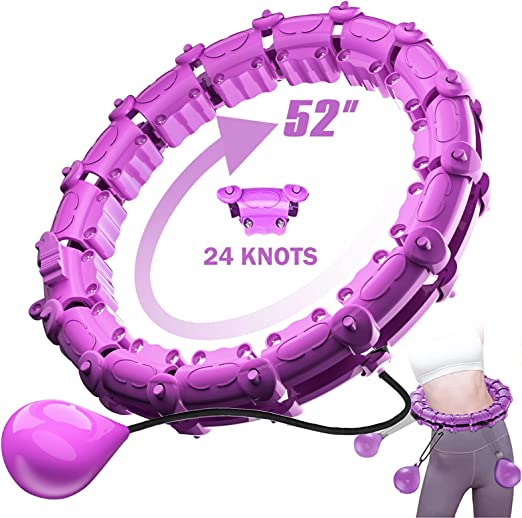 Photo 1 of  Weighted Exercise Hoops, Abdomen Fitness Weight Loss Hoops, Detachable Knots & Adjustable Weight, Auto-Spinning Ball Massage Equipment for Adults
