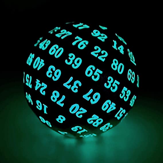 Photo 1 of Haxtec D100 Metal Dice 100 Sided Glow in The Dark DND Dice Dungeons and Dragons Gift Pathfinder RPG-Gold Glowing Blue Numbers
