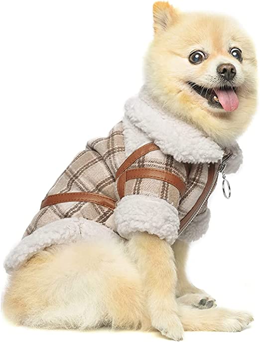 Photo 1 of Dog Winter Coat, Plaid Jacket with Zipper Windproof Cold Weather Coat for Puppy Small Dog - M
