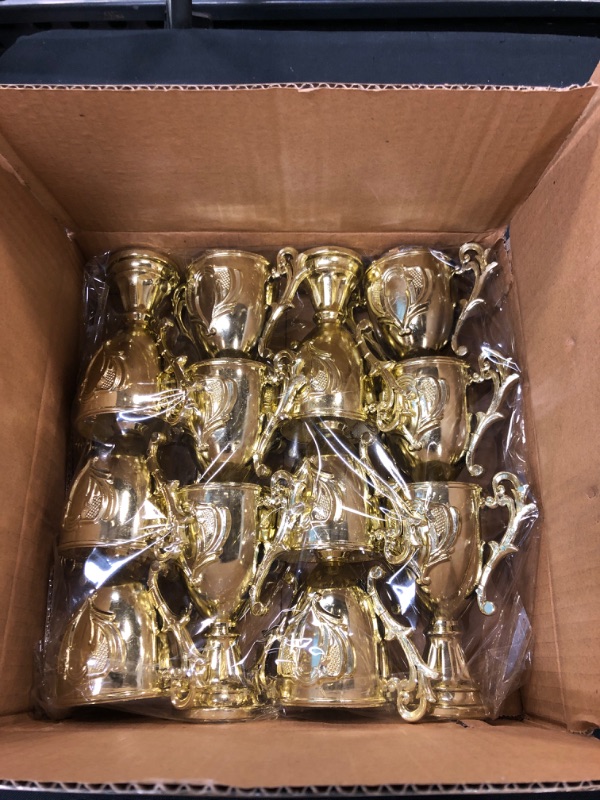 Photo 1 of 12PC JCHB Fillable Gold Trophy Cup Award with Pouch, Kids Competition Awards Prizes Toy for School Games Party Favors Props