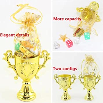Photo 2 of 12PC JCHB Fillable Gold Trophy Cup Award with Pouch, Kids Competition Awards Prizes Toy for School Games Party Favors Props