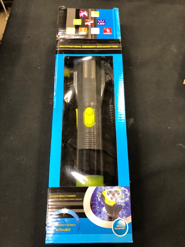 Photo 2 of Serjur 8 in 1 Multi Function Flash Light,USB Rechargeable Solar Powered Flashlight with Glass Breaker,Seatbelt Cutter,Alarm and Phone Charger, Car LED Tactical Flashlight for Emergencies