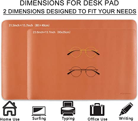 Photo 2 of Anyshock Leather Large Mouse Pad, Dual-Side Use Desk Mat, Waterproof PU Desk Mat for Desktop, Multifunctional Desk Pad for Office,Gaming, Laptop, Home (Brown and Gray, 31.5" x 15.7")