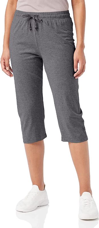 Photo 1 of Champion Women's Everyday Cotton Capris, Women’s Drawstring Cropped Sweatpants, Women’s Capri Pants, C Patch, 18" size S