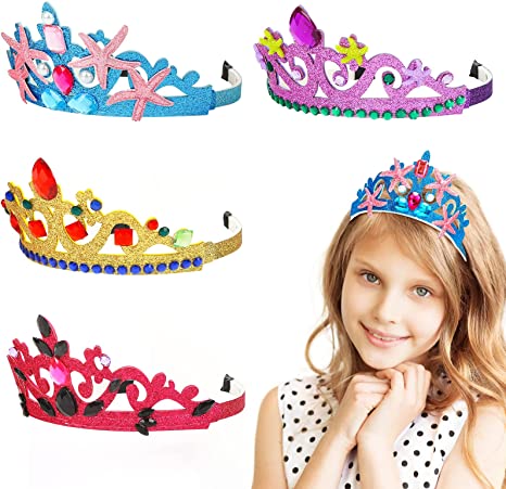 Photo 1 of 3 Otters 4PCS Princess Tiaras, Princess Crown Set Princess Headband Party Crown for Costume Role Play
