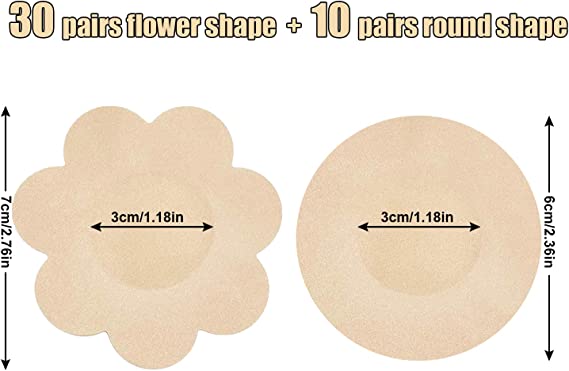Photo 1 of 10,30,40,50 Pairs Nipple Covers Disposable Nipple Pasties Breast Petal Comfortable Invisible Satin Self-Adhesive Stickers
