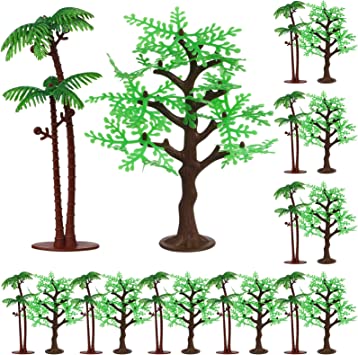 Photo 2 of 48 Pcs Jungle Trees Coconut Palm Model Artificial Trees, Model Trees Figurines with Base, Cupcake Topper Scenery Model, Plastic Trees for Crafts, Cake Decorating, Scenery Landscape factory sealed 