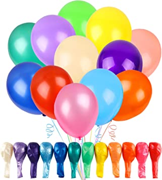 Photo 1 of 120 Balloons Assorted Color 12 Inches Rainbow Latex Balloons, 12 Bright Color Party Balloons for Birthday Baby Shower Wedding Party Supplies Arch Garland Decoration