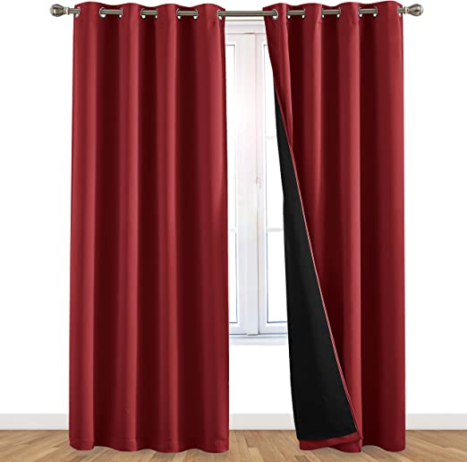 Photo 1 of 100% Blackout Window Curtains: Room Darkening Thermal Window Treatment with Light Blocking Black Liner for Bedroom, Nursery and Day Sleep - 2 Pack of Drapes, Rose Petal (84” Drop x 52” Wide Each)