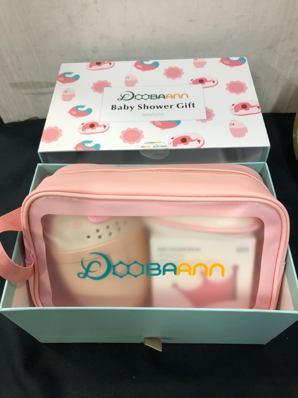 Photo 1 of DOOBAANN Baby Bath Set,Silicone Bath Brush,Baby Shower Cap,Bath Rinse Cup,Baby Bath Sponge(Pink)
