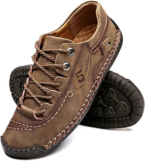 Photo 1 of alcubieree Mens Leather Casual Shoes Comfortable Fashion Sneakers Loafers Lightweight Dress Walking Driving Shoes for Men, SIZE 12