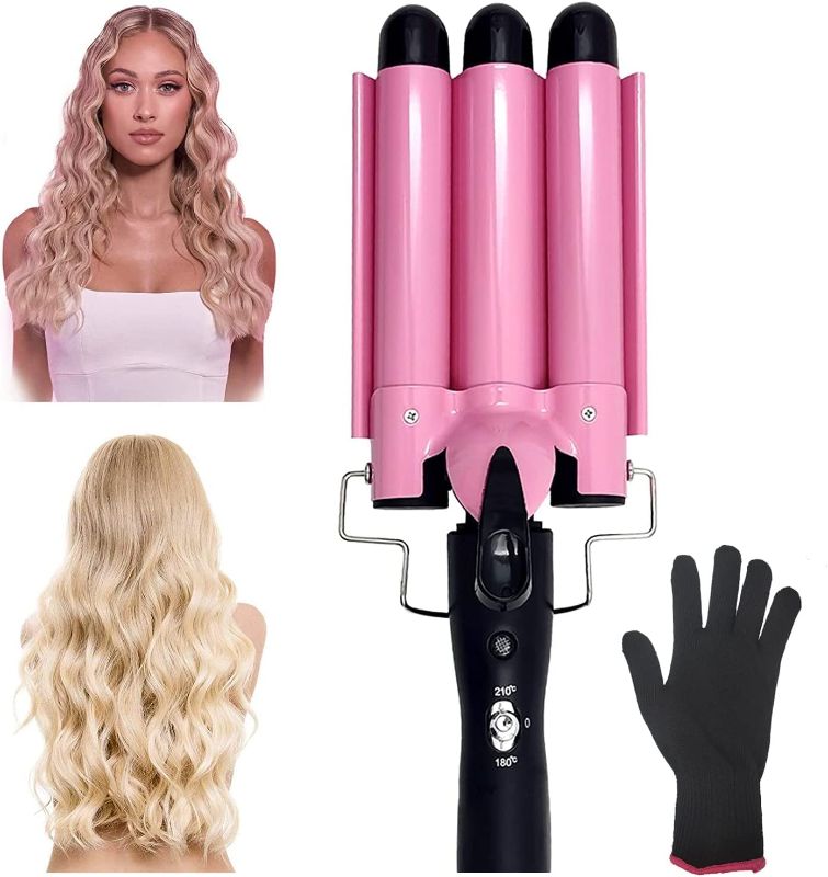 Photo 1 of Coidak 3 Barrel Curling Iron, Waver Curling Iron Adjustable 25mm Hair Waver Curling Iron for Long or Short Hair Heat Up Quickly Last Long Waver Iron Wand for Women
