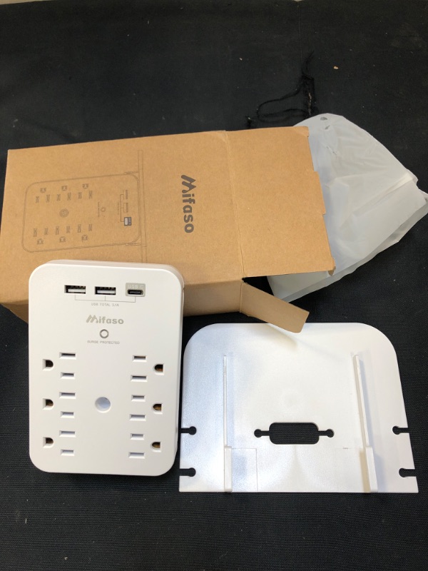 Photo 1 of Mifaso Surge Protector Power Strip 6 Outlet Wall Mountable White
