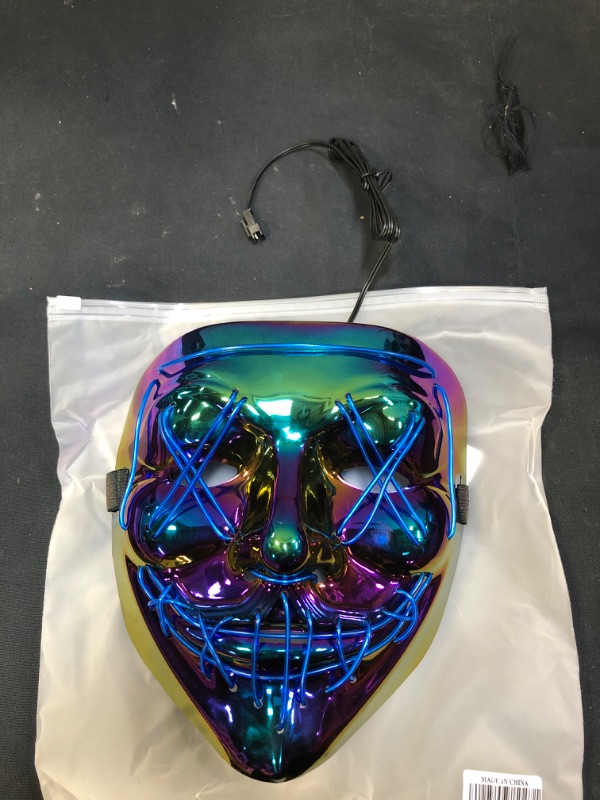 Photo 2 of Halloween Purge Mask Light Up - CHAOYU LED Mask Face Costume Scary Glow Mask Glowing in the Dark for Men Women
