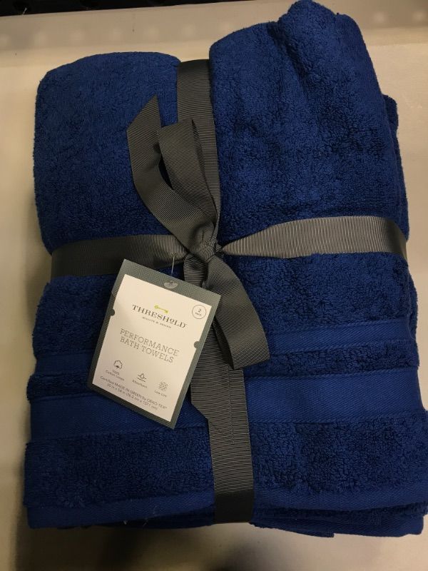 Photo 2 of 2pc Performance Towel Set Blue - Threshold - 30in x 54in
