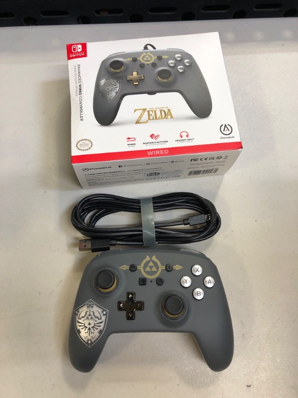 Photo 2 of Enhanced Wired Controller for Nintendo Switch - Hylian Shield - Dark Grey
