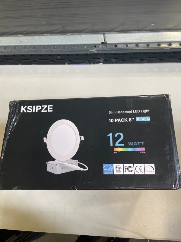 Photo 1 of 12 Pack 6 Inch LED Recessed Light with Junction Box, 2700K/3000K/3500K/4000K/5000K Selectable, 12W 1050LM High Brightness ( BOX IS DAMAGED) 