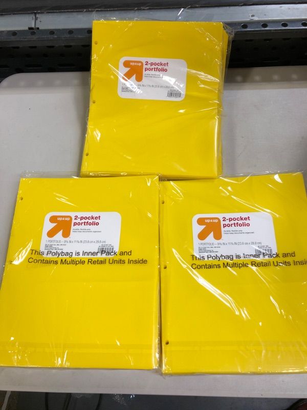 Photo 2 of 2 Pocket Plastic Folder Yellow - up & up™ 3 Pack 


