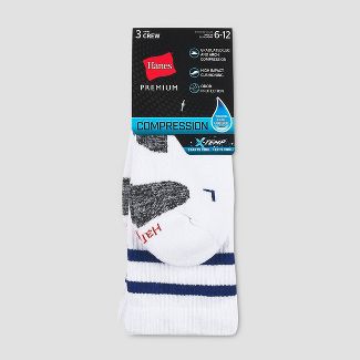 Photo 1 of Hanes Premium Men's Compression Crew Socks 3pk - 6-12

