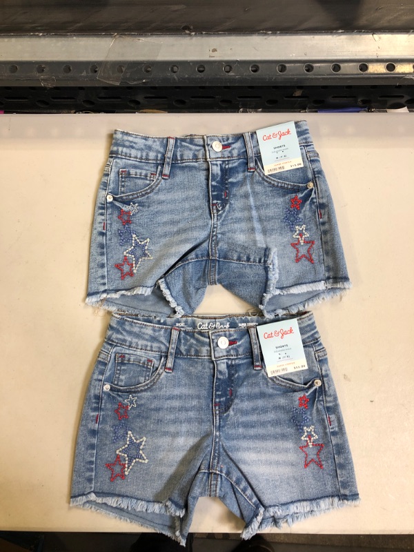 Photo 2 of Girls' Star Jean Shorts - Cat & Jack Medium Wash, Medium (7/8). Pack of 2


.