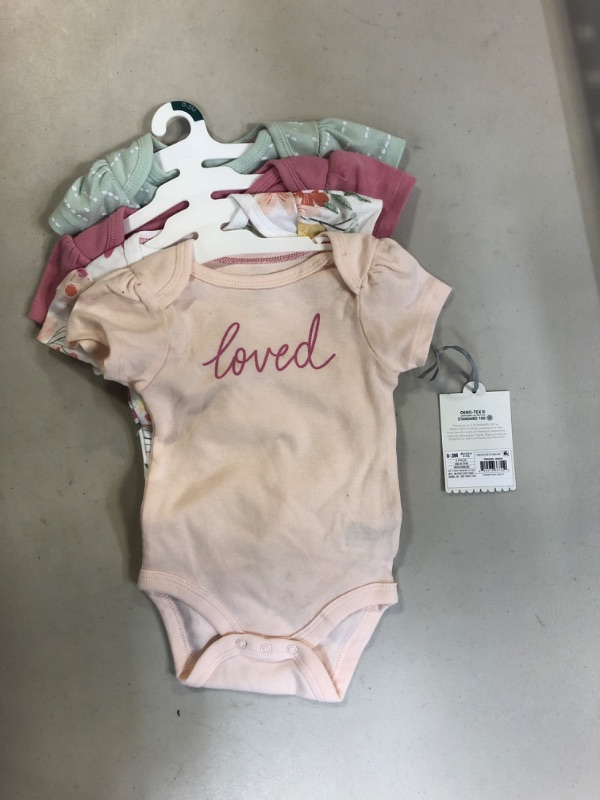 Photo 2 of Baby Girls' 4pk Meadow Short Sleeve Bodysuit - Cloud Island™ Pink/White/Green. 0-3M

