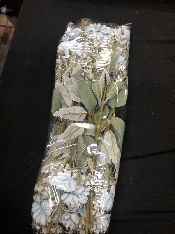 Photo 3 of  6 Bundles Silk Flowers Artificial for Decoration Fake Chrysanthemum Ball Bouquet Faux Hydrangea Arrangements for Home Wedding Table Centerpieces Indoor Decor in Bulk Wholesale (Blue)
