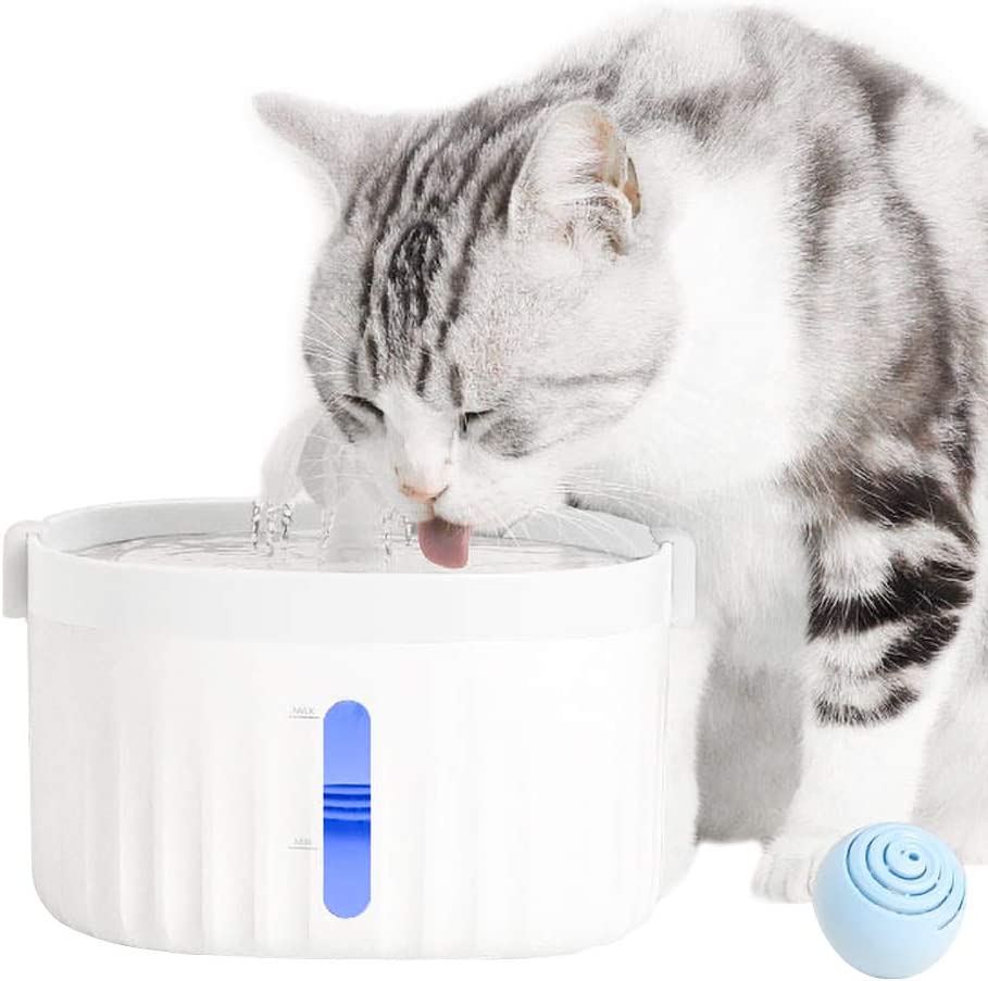 Photo 1 of  Cat Water Fountain, 1.9L Automatic Pet Drinking Fountain Dog Water Dispenser with LED Indicator and an Replacement Filter (WF02 White)
