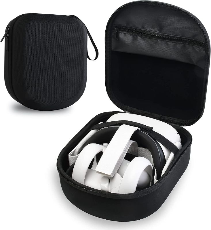 Photo 1 of  Hard Carrying Case Compatible with Meta/Oculus Quest 2 VR Gaming Headset, Touch Controllers and Other Accessories, Suitable for Travel and Home Storage-Black

