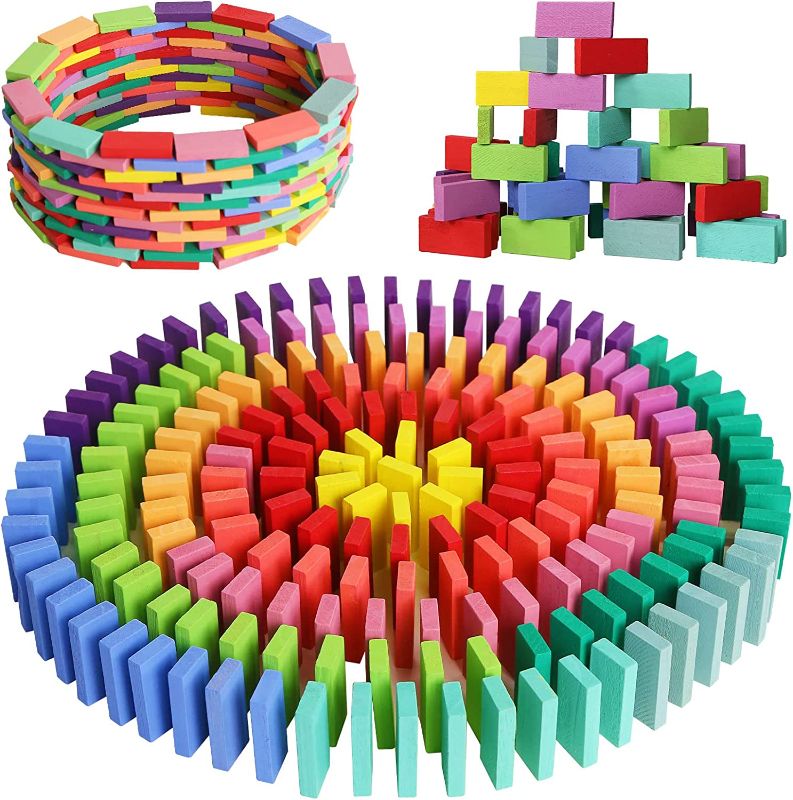 Photo 1 of MCPINKY 360 PCS Colorful Wooden Domino Blocks, 12 Bulk Domino Blocks Racing Toy Educational Tile Game for Kids Birthday Party Favor  -- Factory Sealed --
