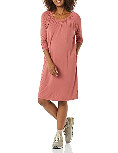 Photo 1 of Amazon Essentials Women's Gathered Neckline Maternity Dress, Brick Red, X-Large
