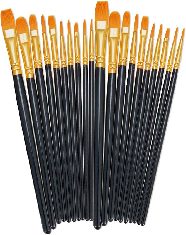 Photo 1 of BOSOBO Paint Brushes Set, 2 Pack 20 Pcs Round Pointed Tip Paintbrushes Nylon Hair Artist Acrylic Paint Brushes for Acrylic Oil Watercolor, Face Nail Art, Miniature Detailing & Rock Painting, Black
