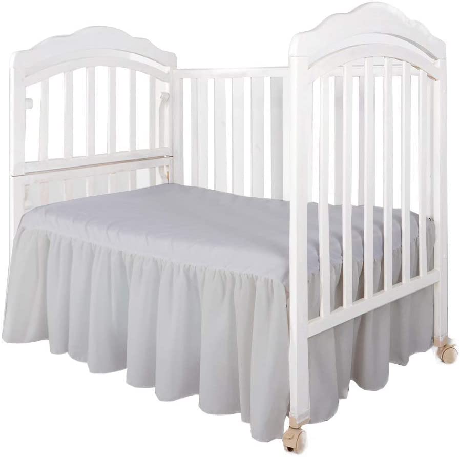 Photo 1 of Crib Dust Ruffle Pearl Grey Crib Bed Skirt with Split Corners -Crib Dust Ruffle for Standrad Crib 14" Drop ( 28” x 52” )
