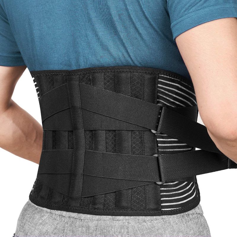 Photo 1 of  Back Braces for Lower Back Pain Relief with 6 Stays, Breathable Back Support Belt for Men/Women for work , Anti-skid lumbar support belt with 16-hole Mesh for sciatica(L)
