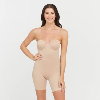 Photo 1 of ASSETS BY SPANX Women's Flawless Finish Strapless Cupped Midthigh Bodysuit SIZE M 

