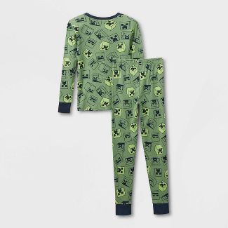 Photo 1 of Boys' Minecraft  Snug Fit Long Sleeve Pajama Set - Green SIZE 8 

