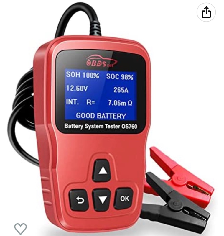 Photo 1 of Car Battery Tester 12V Load Analyzer, OS760 100-2000 CCA Automotive Cranking Charging System Alternator Test Tool for Vehicle Truck Motorcycle ATV