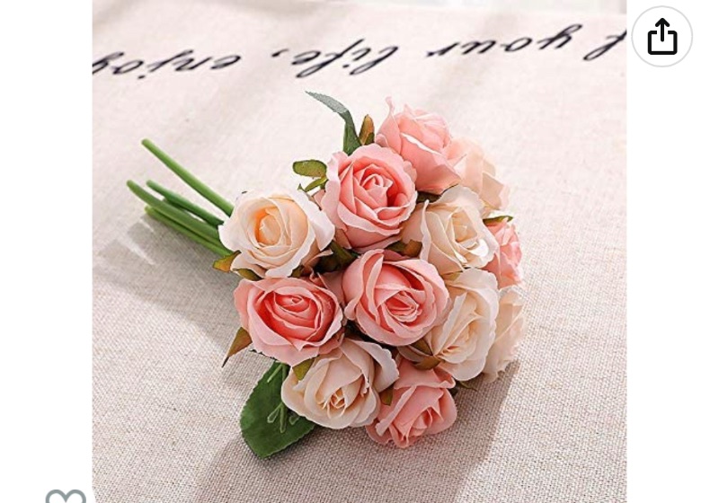 Photo 2 of 12pcs Artificial Roses Single Stem Fake Silk Flower Arrangement Bouquet Real Touch for Home Party Wedding Decoration