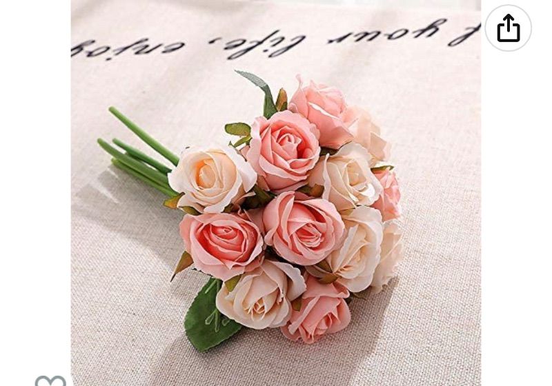 Photo 1 of 12pcs Artificial Roses Single Stem Fake Silk Flower Arrangement Bouquet Real Touch for Home Party Wedding Decoration