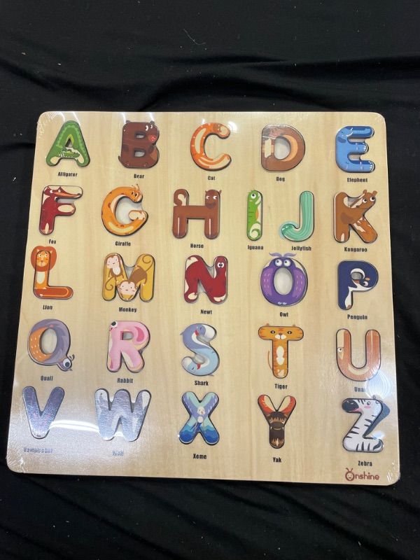 Photo 2 of 3 otters Kids Wooden Puzzles, Alphabet Toys for Toddlers 1-3, Wooden Jigsaw Puzzles