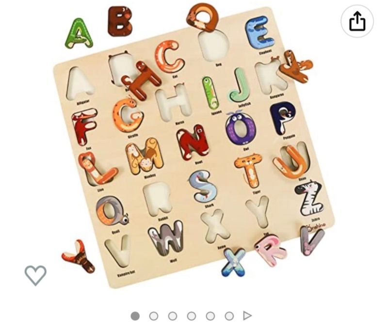 Photo 1 of 3 otters Kids Wooden Puzzles, Alphabet Toys for Toddlers 1-3, Wooden Jigsaw Puzzles