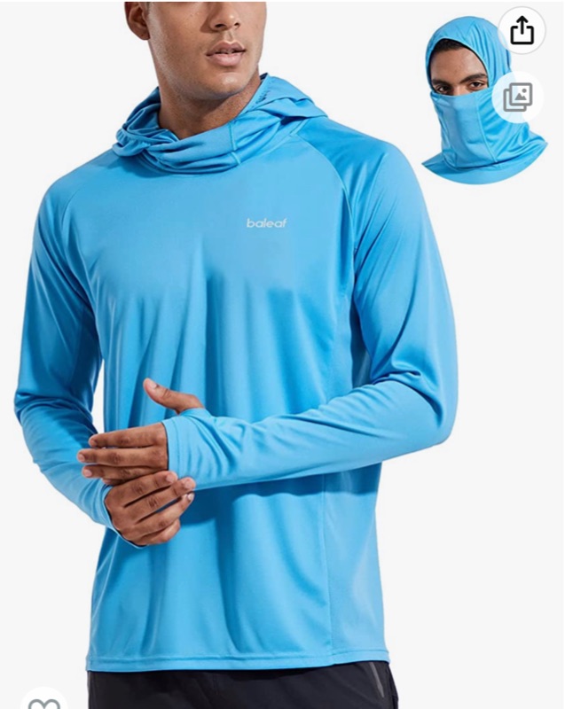 Photo 1 of BALEAF Men's Long Sleeve Hoodie Shirts UPF 50+ Sun Protection Lightweight Fishing Running Thumbholes Shirt SPF SIZE L 