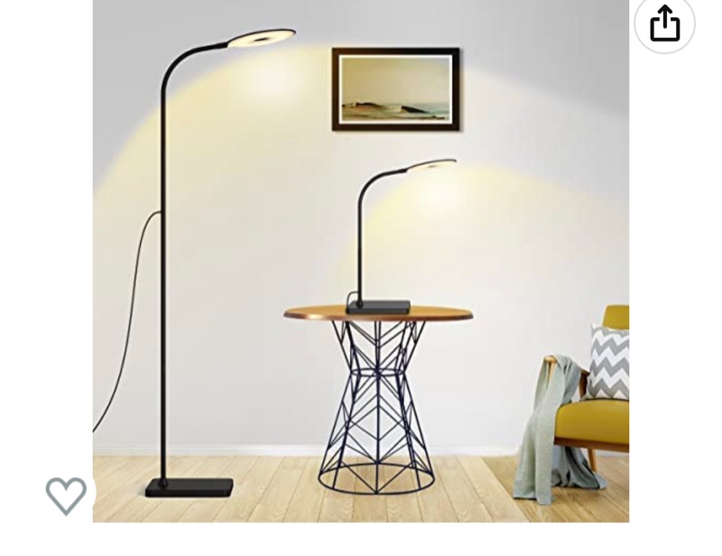 Photo 1 of LED Floor Lamp, Joymon 2 in 1 Desk Reading Lamp with 3 Color Temperature 3000K-5500K and 10-100% Stepless Dimmer, Adjustable Gooseneck Standing Lamp for Living Room, Bedroom, Piano, Painting - Black ( BOX HAS MINOR DAMAGE ) 