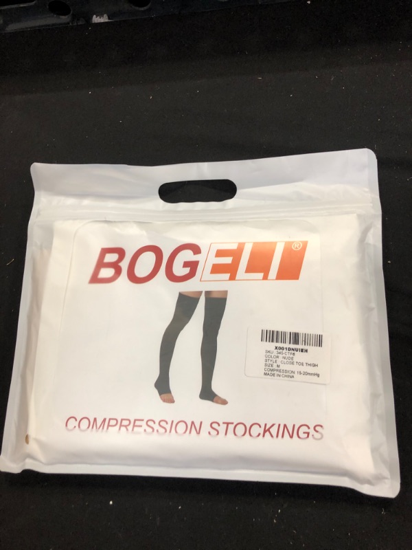 Photo 1 of Bogeli Graduated Compression Stockings Close Toe Thigh High 15-20 mmHg Nude Medium