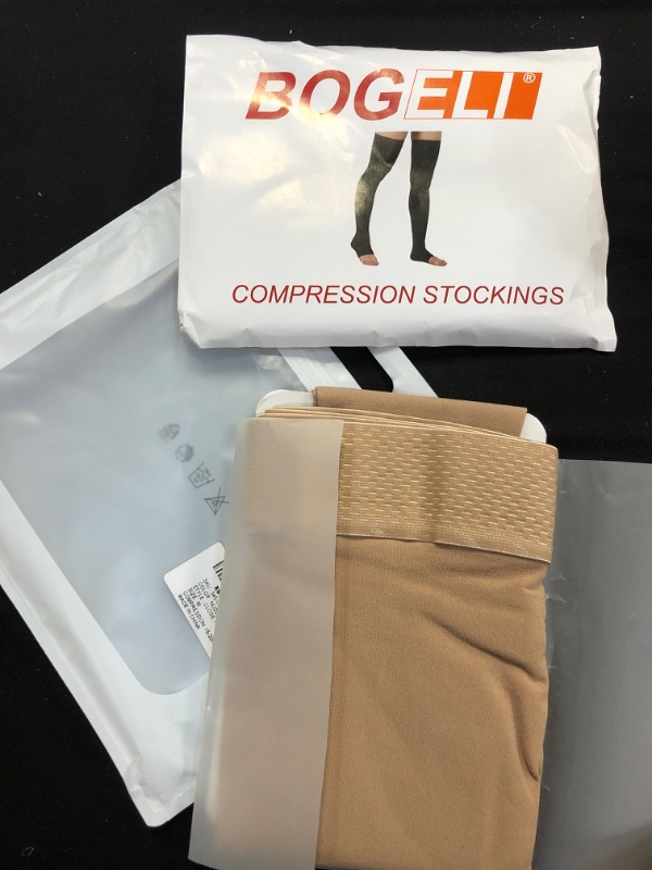 Photo 2 of Bogeli Graduated Compression Stockings Close Toe Thigh High 15-20 mmHg Nude Medium