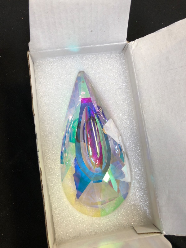 Photo 2 of 120mm Crystal Prism Suncatcher Window Hanging Sun Catchers AB Colored Crystals Faceted Prism Rainbow Maker Pendant
